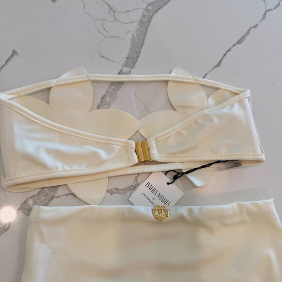 🌺 BAHIA MARIA x Anthropologie Plumeria Bikini Top Bottoms Swim Set Ivory White - Picture 9 of 16